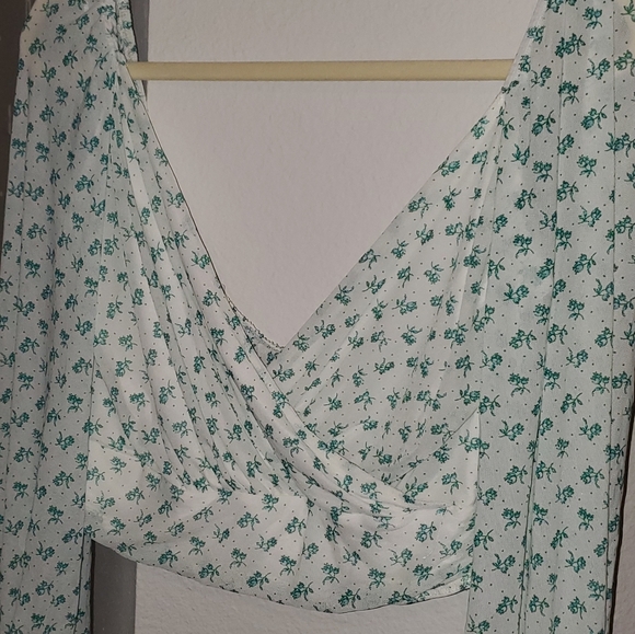 Free People white w green Sweetie Pie Blouse S - Picture 4 of 8